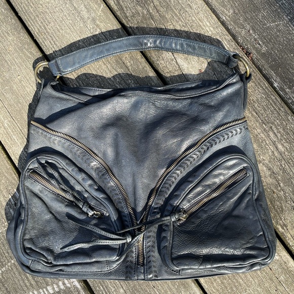 Large C.Z. Falconer Designer Black Leather Handbag purse - Picture 2 of 7